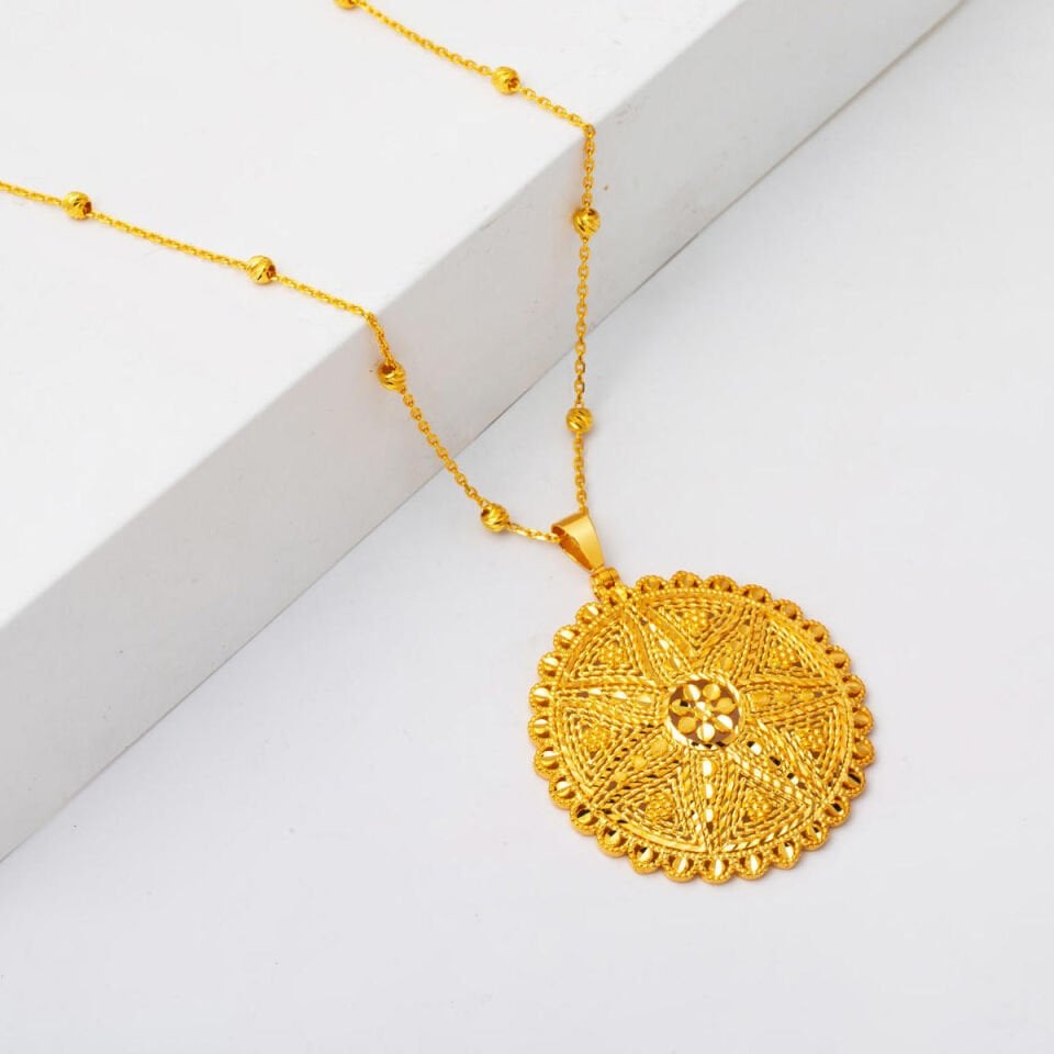 Güneş Işıltısı 14 Ayar Altın Kolye