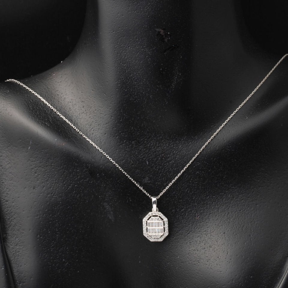 Köşeli Beyaz Altın Baget Mini Set Takımı