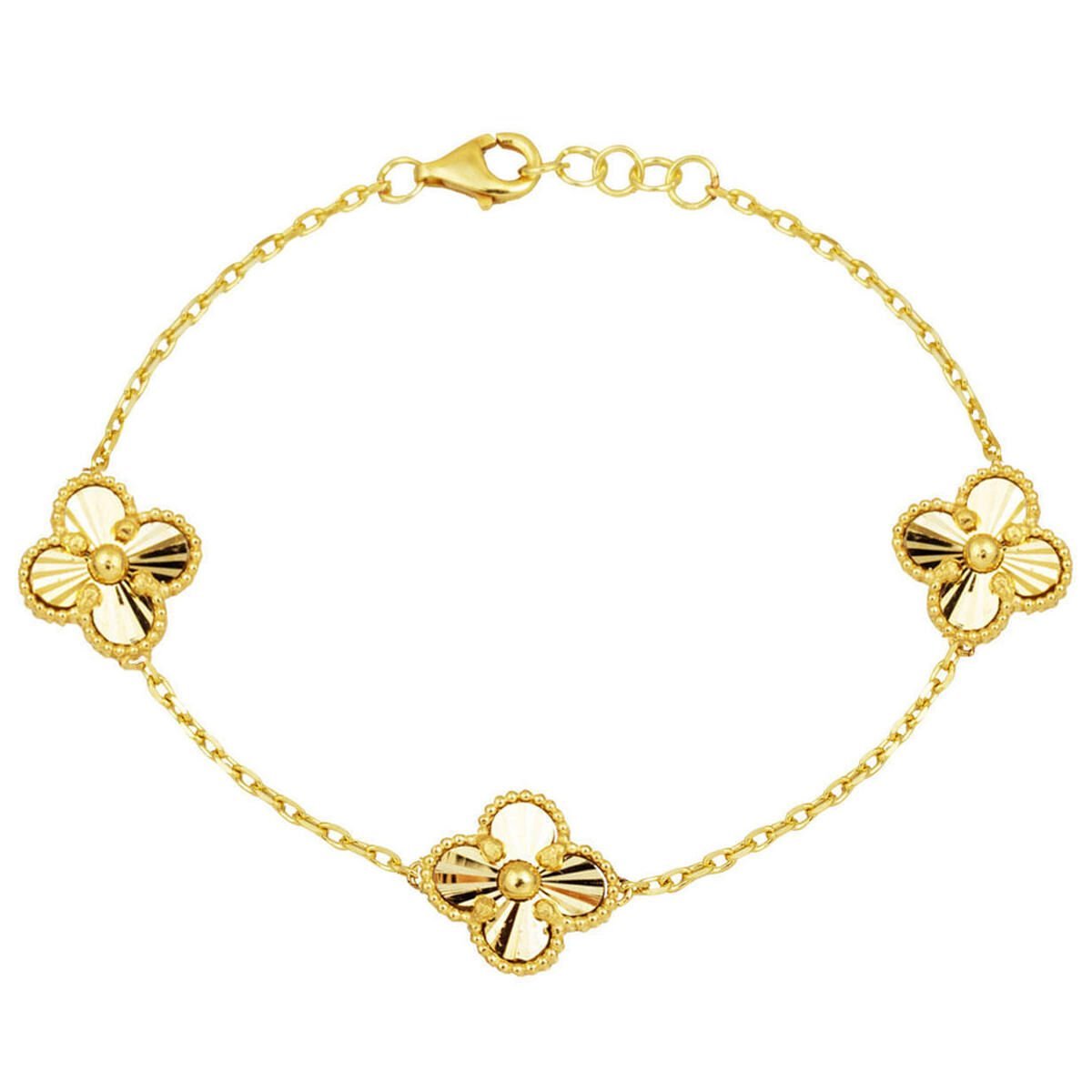 14 Ayar Altın Yonca Taşsız Bileklik