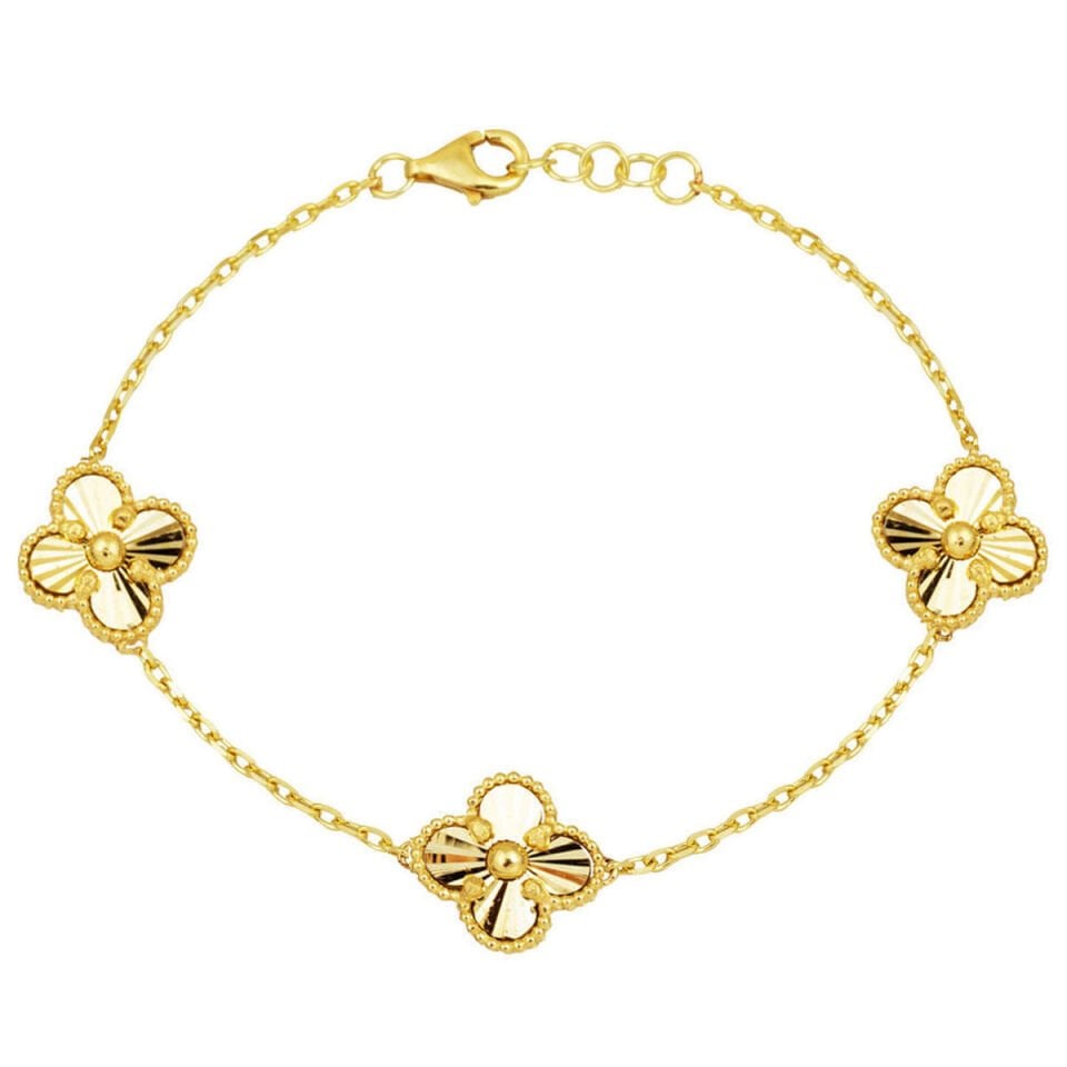 14 Ayar Altın Yonca Taşsız Bileklik