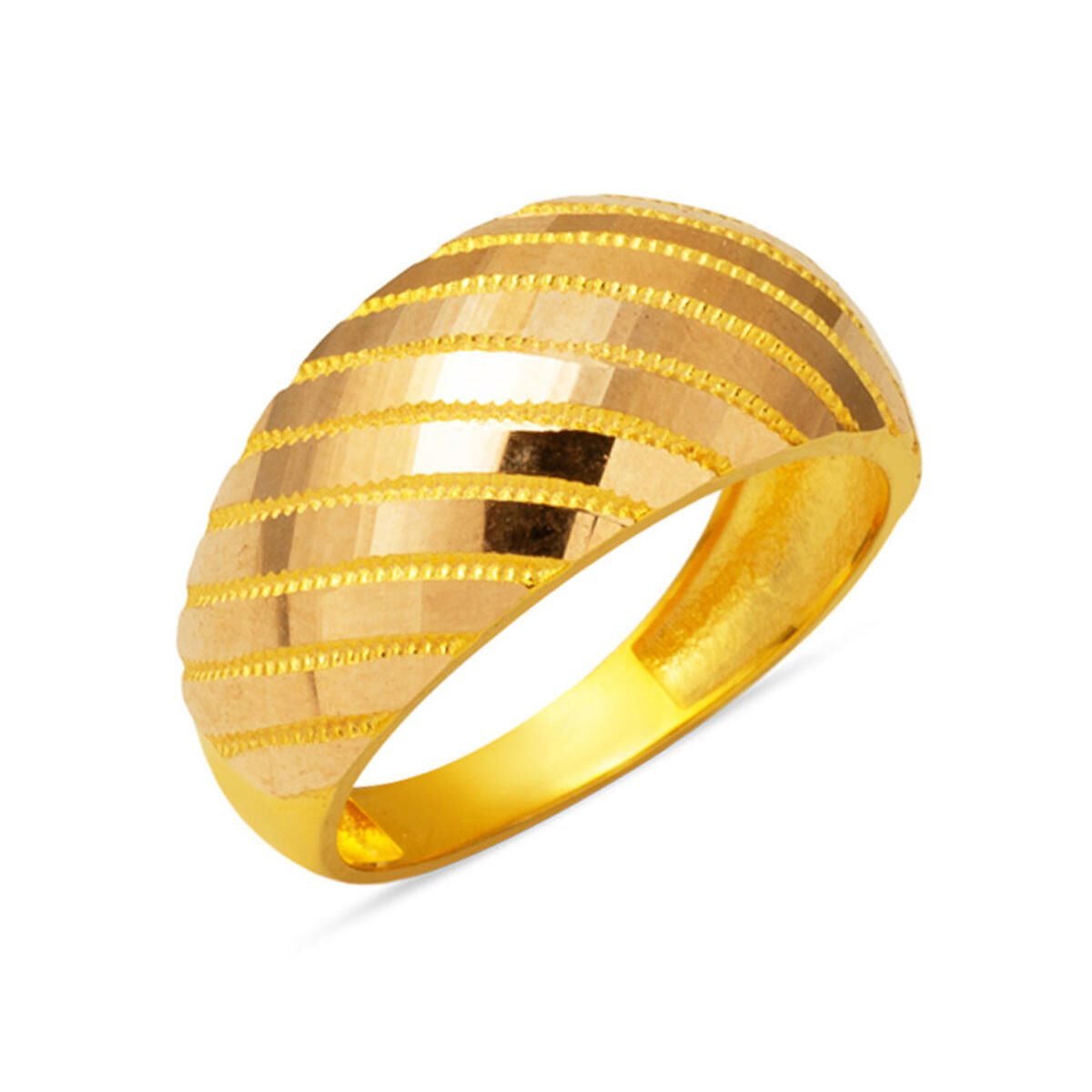 Çizgili Sarı Altın Kadın Yüzük