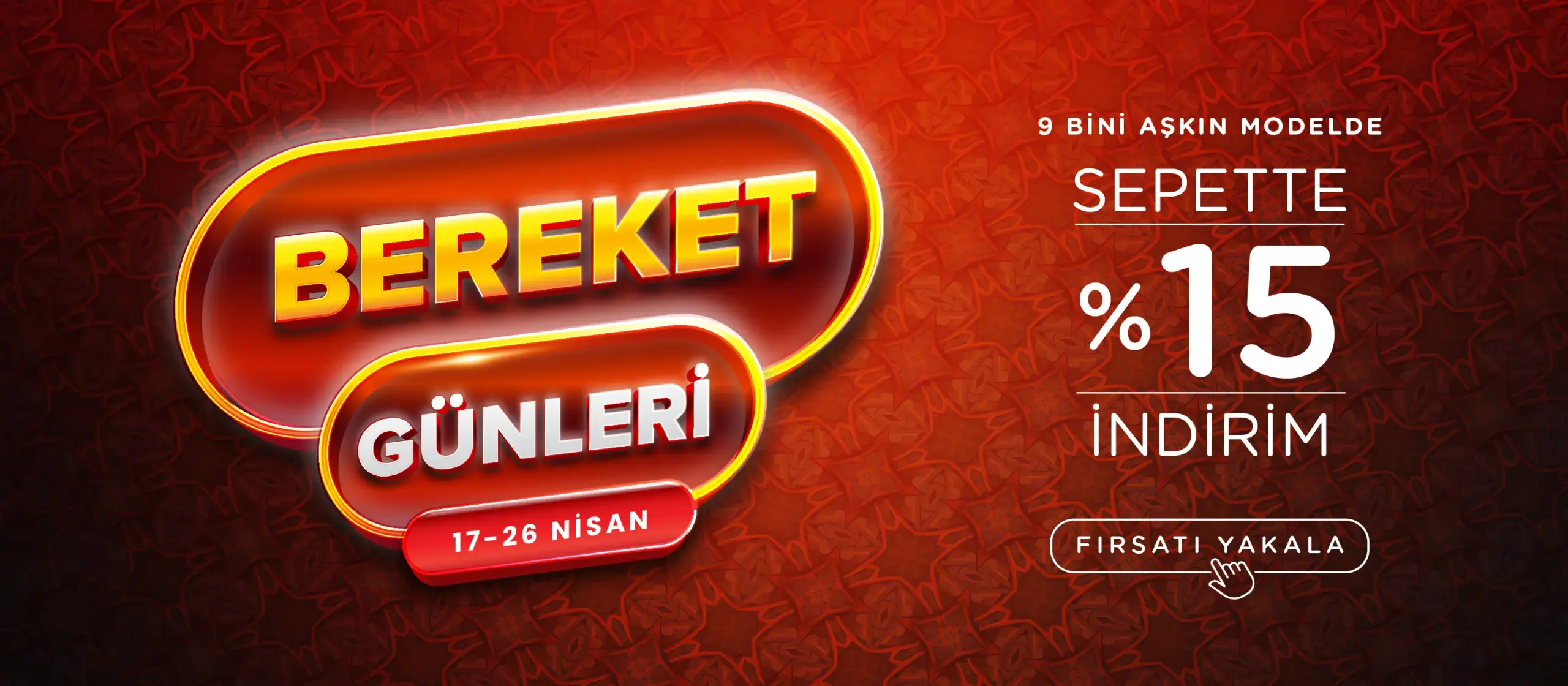Bereket günleri indirimleri sepette %15 ek indirim