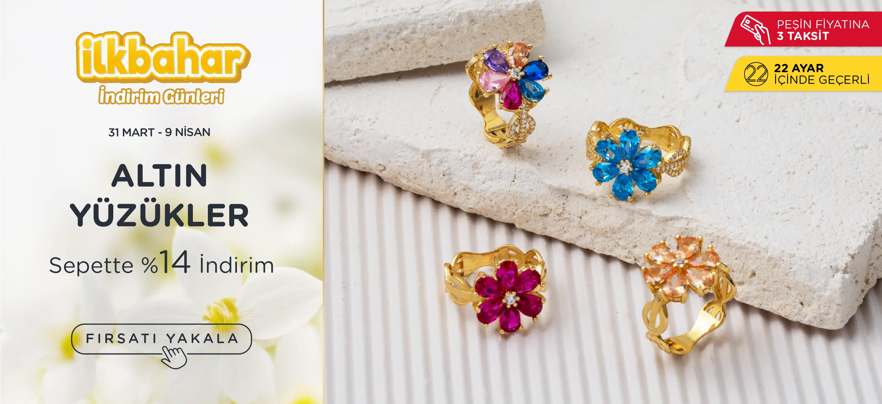 ilkbahara özel indirimli altın yüzük modelleri ve fiyatları